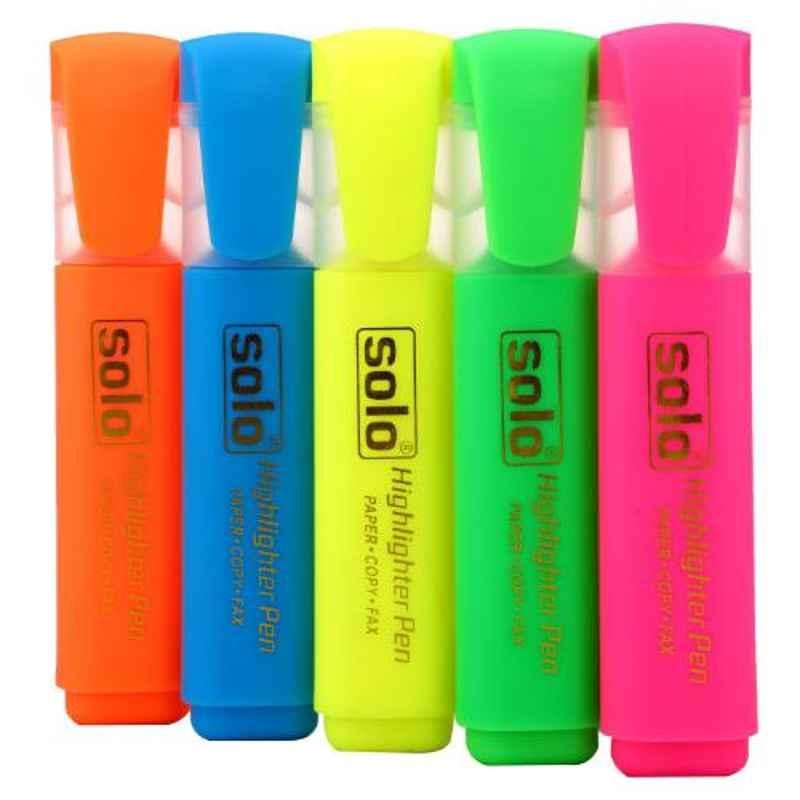 Solo 5 Pcs Multicolour Highlighter, HLFS5 (Pack of 10)