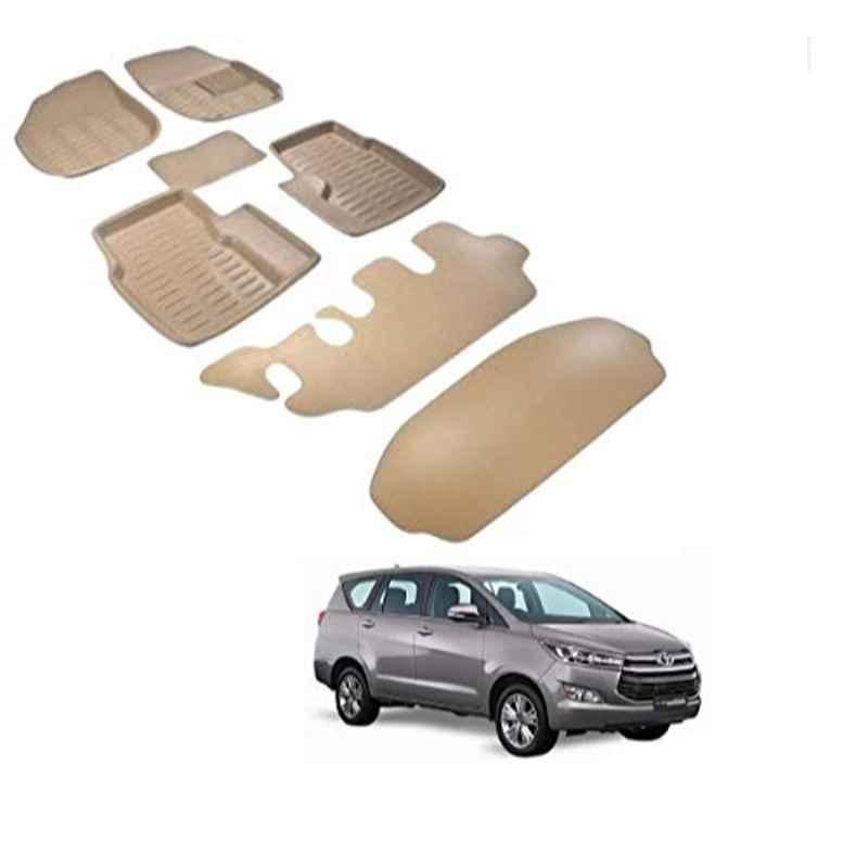 Kozdiko Thermoplastic Elastomer Beige 3D Car Floor Mat Set for Toyota Innova Crysta
