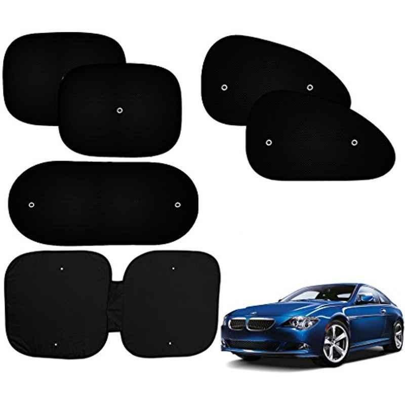 Auto Pearl 6 Pcs PVC & Mesh Black Window, Front & Rear Sun Shade Set for BMW 6 Series