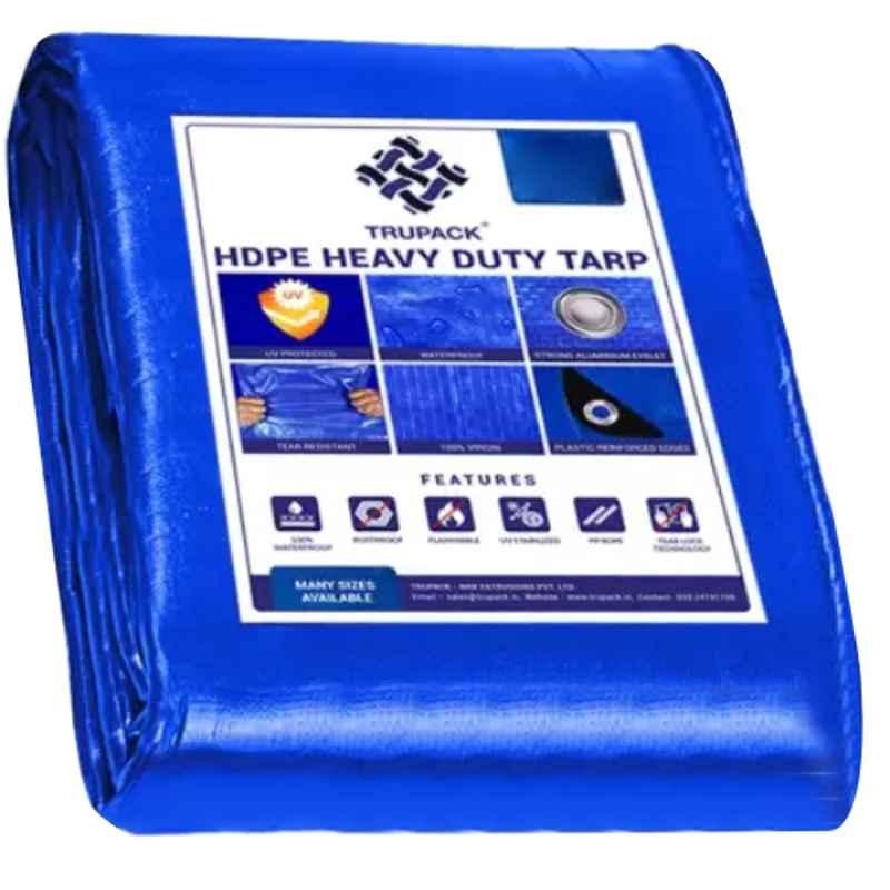 TRUPACK 11x15ft 200 GSM HDPE Blue Heavy Duty Multi Purpose Tarpaulin Tent with Carry Bag, TRU-2001115BLU