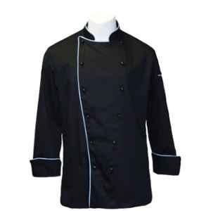 Superb Uniforms Polyester & Cotton Black Full Sleeves Chef Coat with Removable Stud Buttons for Men, SUW/B/CC06, Size: S