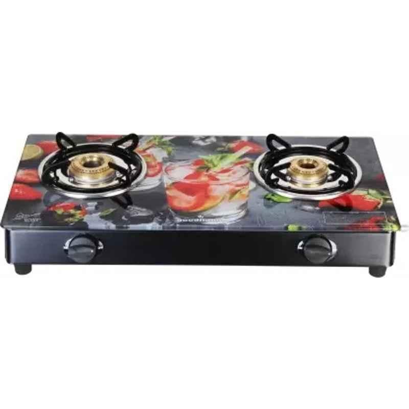 Good Flame Bk Nano Plus Digital Manual Ignition 2 Burners Toughened Glass Cooktop with ISI Quality Mark & 1 Year Warranty, GF050