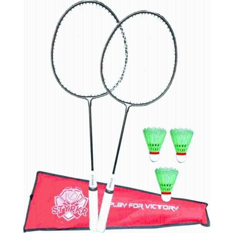 STYRKR Multicolour SB-44 Badminton Combo- 2 Racket with Shuttle Pack of 3 Badminton Kit