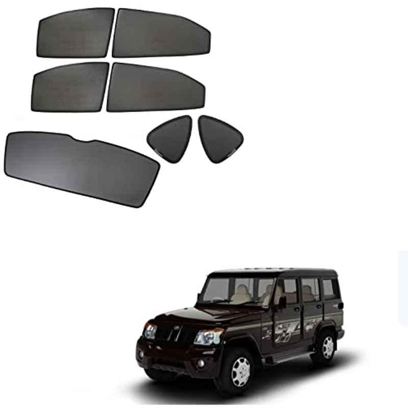 Kozdiko 7 Pcs Mesh Black Fixed Window & Rear Sun Shades Set for Mahindra Bolero