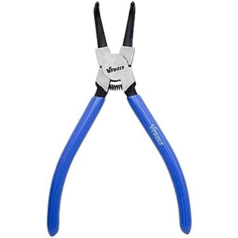 VTOOLS 7 inch Carbon Steel Black & Blue External Circlip Plier with Bent Tips, VT2156