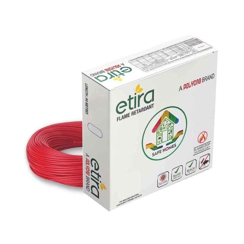 Polycab Etira 1.5 Sqmm 90m Red Single Core FR Multistrand PVC Insulated Unsheathed Industrial Cable
