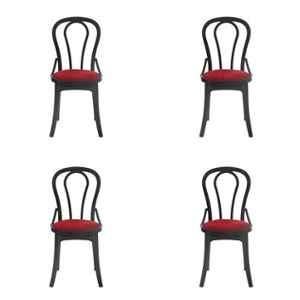 Supreme Pearl Black & Red Chairs With Lacquer Finish (Pack of 2)