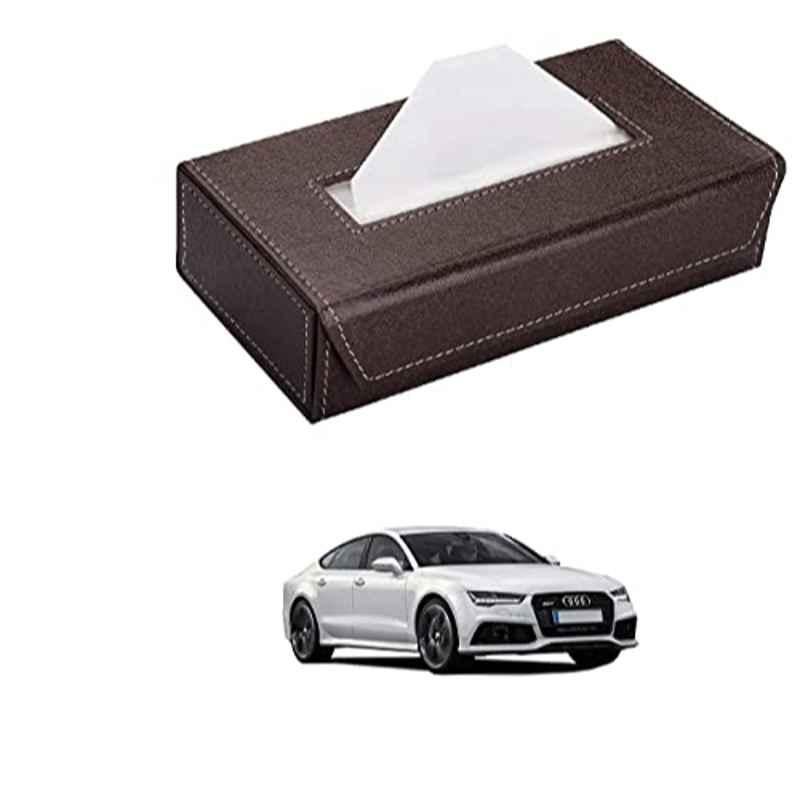Kozdiko 100 Pulls PU Leather Brown Car Tissue Paper Box with 200 Sheets for Audi A7