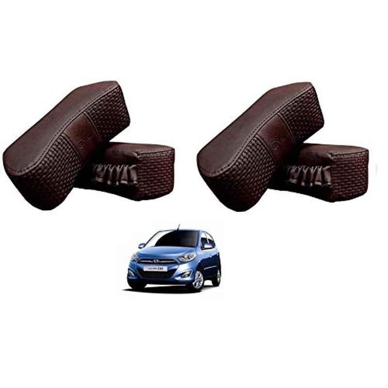 Kozdiko 4 Pcs CV Designer Cola Leatherite Neck Rest Car Cushion Pillow Set for Hyundai i10