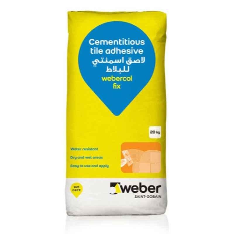Weber 20kg Grey Webercol Fix Cementitious Tile Adhesive, WEBCOLFG/20