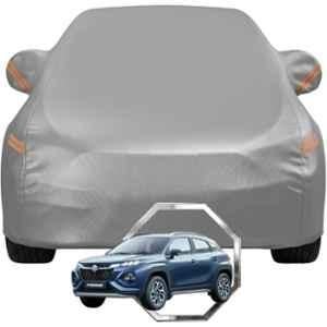 Allextreme Polyester Grey Highlighter Car Cover with Mirror Pocket & Triple Stitched Bottom Elastic for Maruti Nexa Fronx All Model & Years, MS-FRONX-GRY