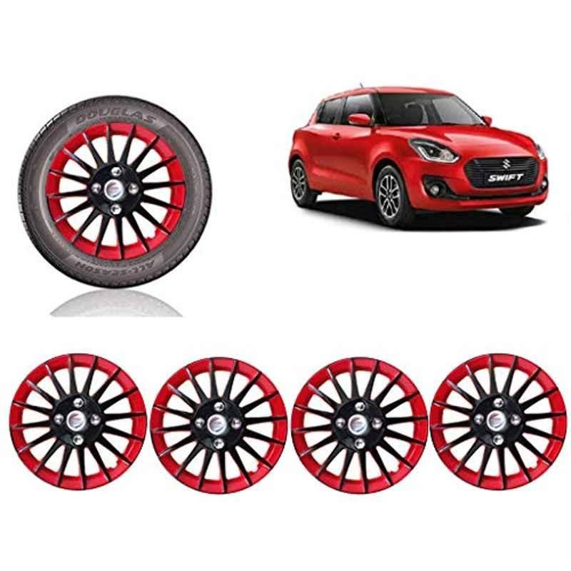 Auto Pearl 4 Pcs 14 inch Red & Black Wheel Cover Set for Maruti Suzuki Swift 2018