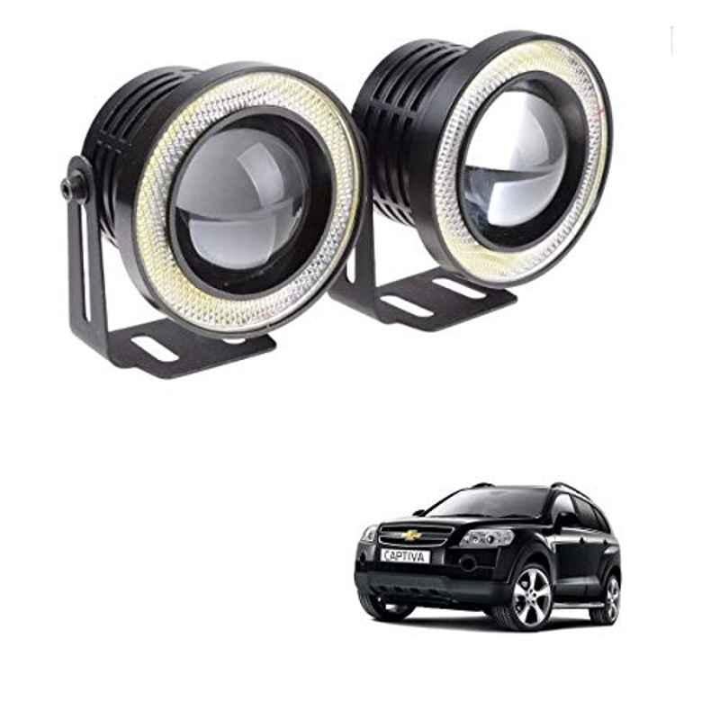 Kozdiko 2 Pcs 15W 3.5 inch High Power White LED Projector COB Fog Light Set with White Angel Eye Ring for Chevrolet Captiva, koz_89352