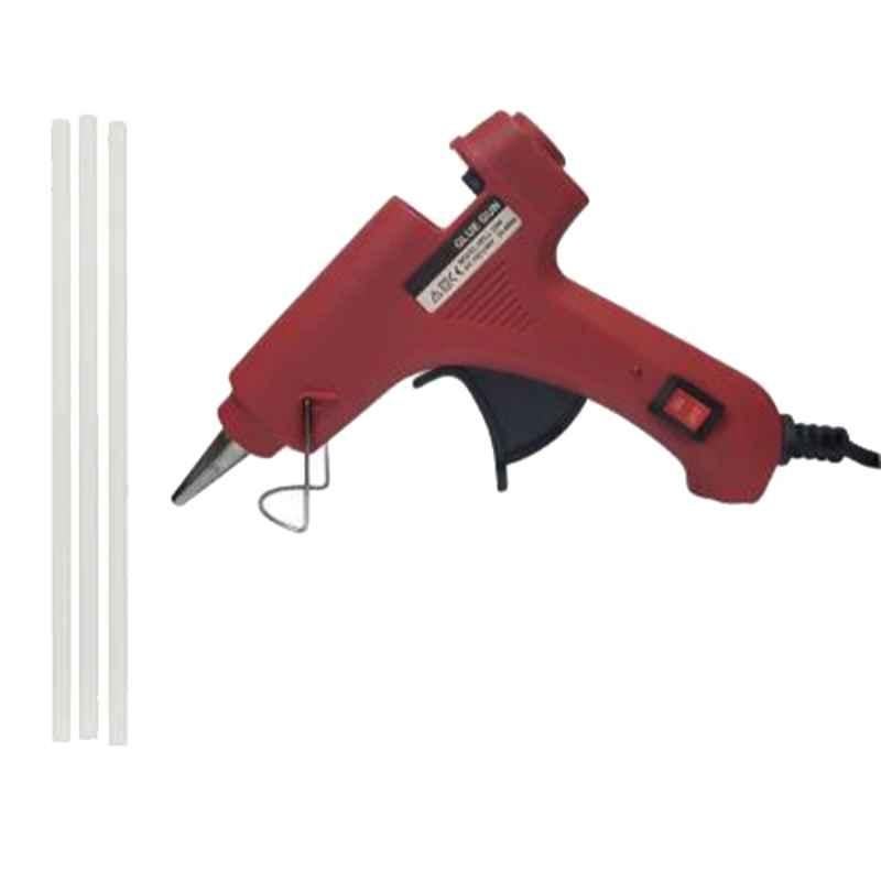 Gunstick 20W Red Glue Gun with 3 Pcs Transparent Glue Sticks