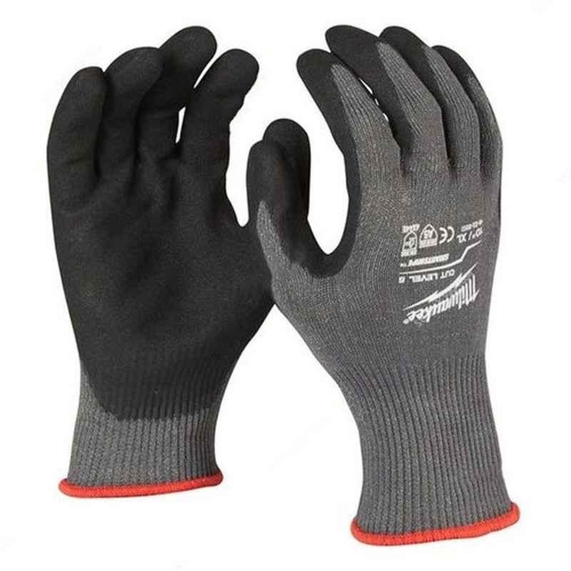 Milwaukee 4932471426 Nitrile Grey Cut Level 5 Dipped Gloves, Size: XL