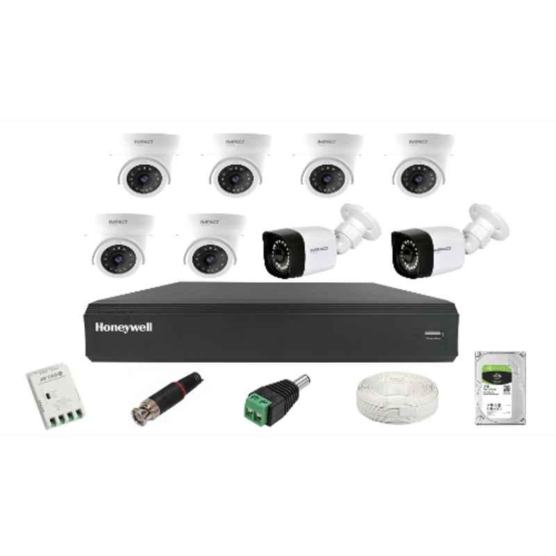 Imapct by Honeywell 2MP CCTV Kit with 6 Dome & 2 Bullet Camera with 8CH AHD DVR, 1TB Hard Disk & All Accessories, I-MKIT8CH-1