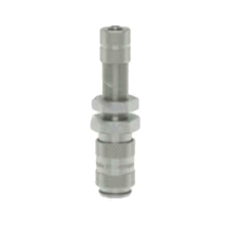 Ludcke 3x4mm Plated ESMCN 34 TQSVAB Double Shut Off Micro Quick Connect Coupling with Hose Squeeze Nut & Bulkhead Screwing, Length: 45 mm