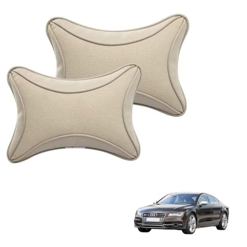 Kozdiko 2 Pcs Memory Foam & Polyester Beige Dots Car Neck Rest Pillow Set for Audi RS7, XNVJVHGJFH201