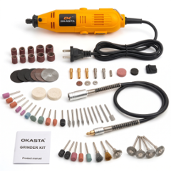 Okasta 252 Pcs 130W 3.2mm Mini Die Grinder Kit with Flexible Shaft & 6 Adjusting Speed