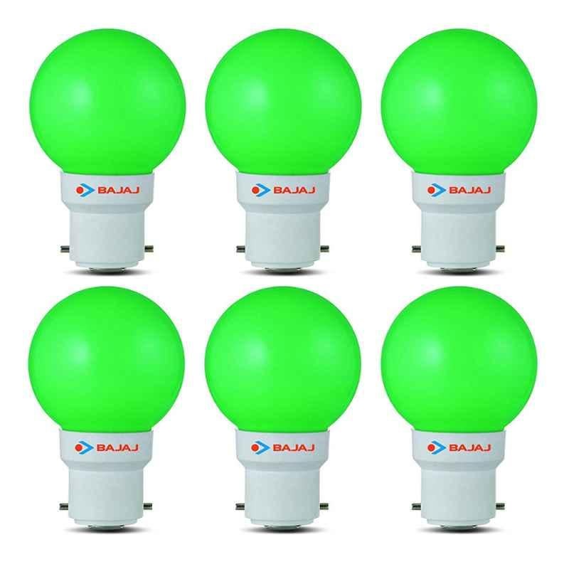 Bajaj 0.5W B22 Green Ping Pong LED Bulb, 830022 (Pack of 6)