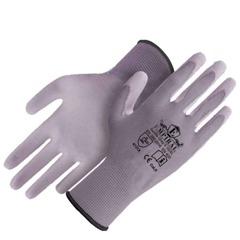 Empiral Gorilla Grey I E101573222 100% Polyester Grey PU Palm Coated Gloves, Size: XL
