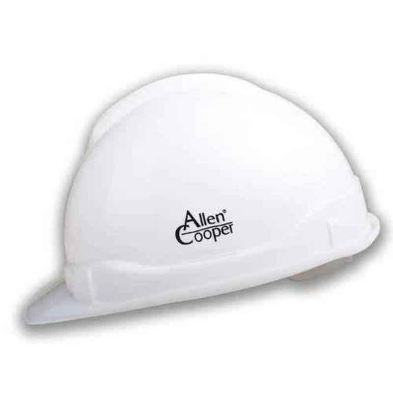 Allen Cooper 600mm HDPE White Ratchet Type Safety Helmet with Chin Strap