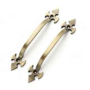 Mix & Match Trishul 7 inch Cast Iron Brass Antique Finish Cabinet Pull Handle for Wardrobe, Cupboard & Window (Pack of 2)