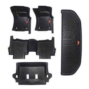 Pruvu 5 Pcs TPE Black 4 Row Car Floor & Trunk Mat Set for Manual & Automatic Toyota lnnova Crysta 2023, PRU-TFM 026