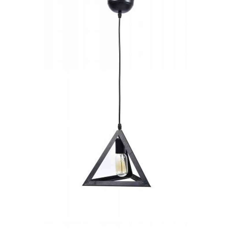 Tucasa Iron Triangle Shaped Pendent Light with Black Shade, HG-19