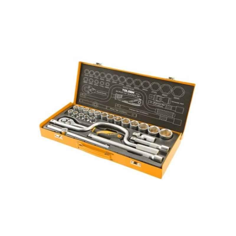Tolsen 24Pcs Yellow, Silver & Black Industrial Socket Set, 15141