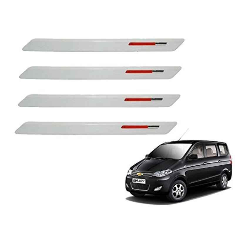 Kozdiko 4 Pcs White & Red Designer Car Bumper Protector Set for Chevrolet Enjoy, KOZ-18041