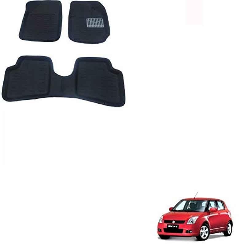 Kozdiko 3 Pcs 3D TPE Black Car Foot Mat Set for Maruti Suzuki Old Swift, koz_68046