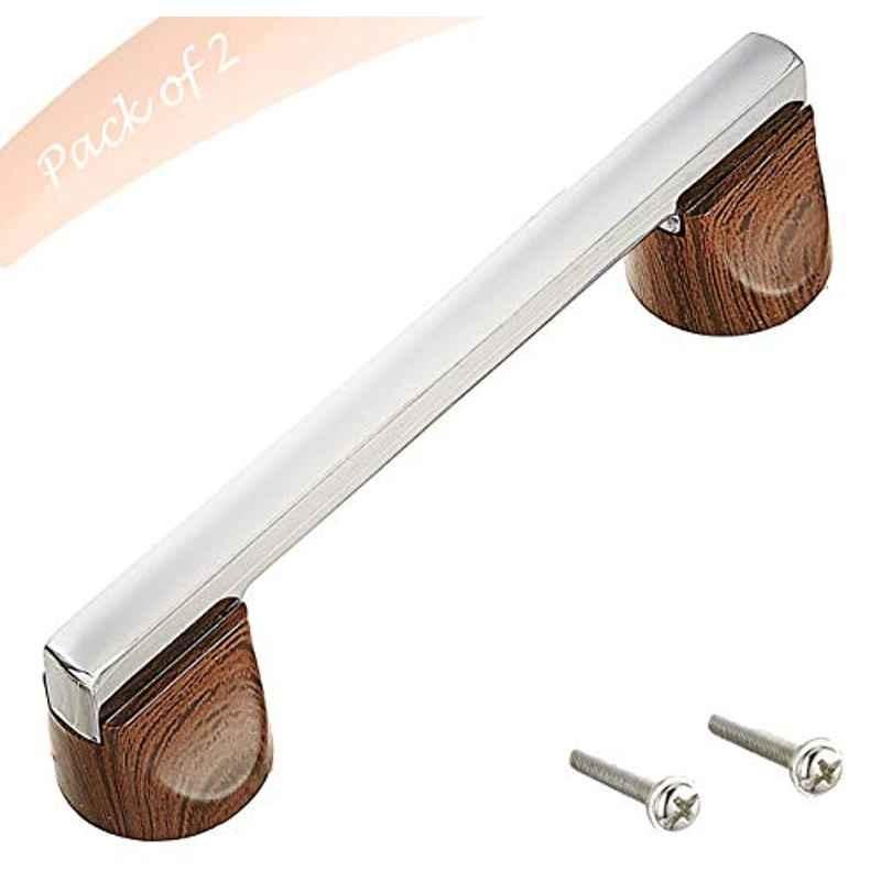 Aquieen 96mm Malleable Chrome Wenge Wardrobe Cabinet Pull Handle, KL-713-96-CP (Pack of 2)
