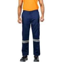 Atacama Night Hawk Poly Cotton Blend Twill Navy Industrial Work Trouser with Reflective Strip, AWT001NV, Size: 34