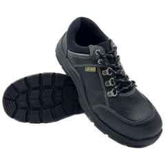 Jama Atlanta Leather Steel Toe Black Safety Shoes with PU Sole Double Density, JS 009, Size: 10