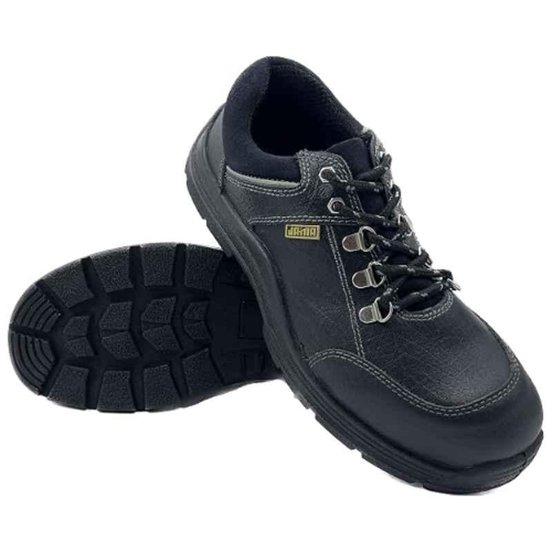 Jama Atlanta Leather Steel Toe Black Safety Shoes with PU Sole Double Density, JS 009, Size: 10