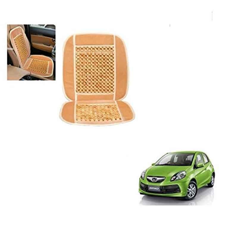 Kozdiko Wooden Bead Seat with Beige Velvet Border for Honda Brio