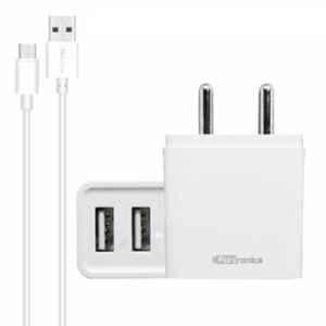 Portronics Adapto 646 White 3.1A Charger with Dual USB Port, POR-646