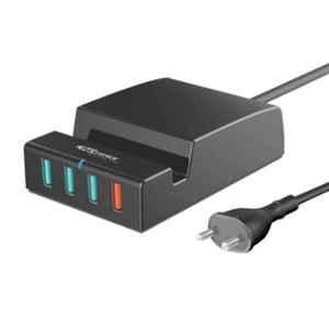 Portronics Black 6A QC Charger with 4 USB Port, POR-960