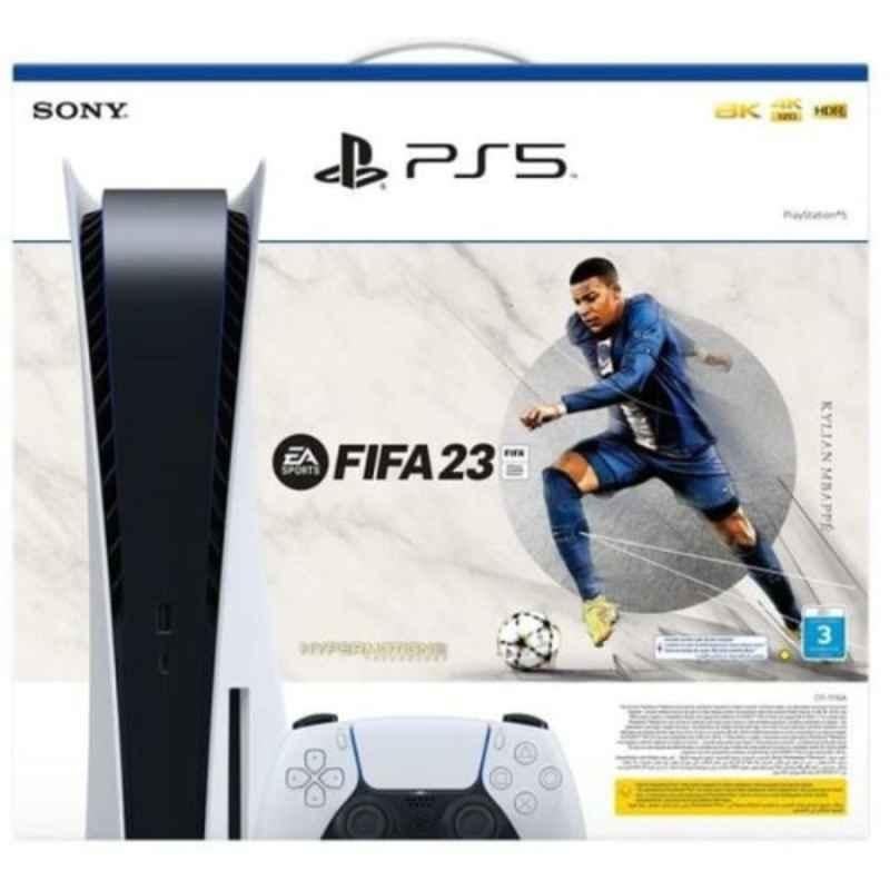 Sony PS5 825GB Black & White Gaming Console with FIFA23 Game Voucher