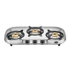 Hindware Festo Stainless Steel Cooktop with 3 Brass Burner & Manual Ignition, CT 100195
