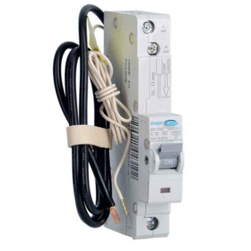 Hager 30mA 6kA Residual Current Circuit Breaker with Over Current Protection, AD132Z
