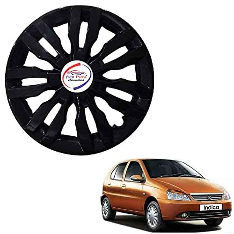 Auto Pearl 4 Pcs 13 inch ABS Black DZRBL28 Hubcap Wheel Cover Set with Retention Ring for Maruti Suzuki Indica