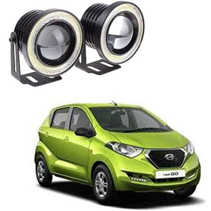 Kozdiko 2 Pcs 15W 3.5 inch High Power White LED Projector COB Fog Light Set with White Angel Eye Ring for Datsun Redi Go, koz_72658