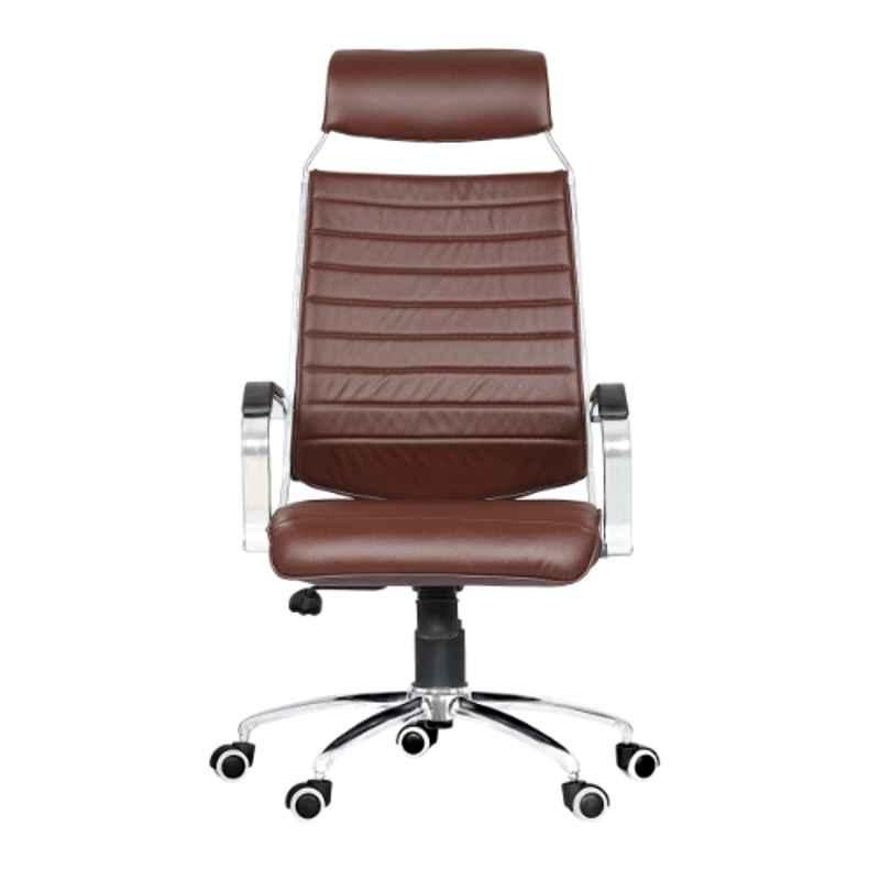 Da URBAN Gravel Leatherette Brown High Back Revolving Executive Chair for Home & Office