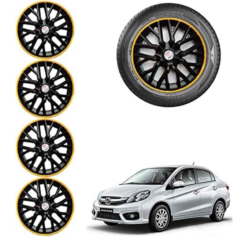 Auto Pearl 4 Pcs 14 inch ABS Black & Yellow Car Wheel Cover Set for Honda Amaze Type 1