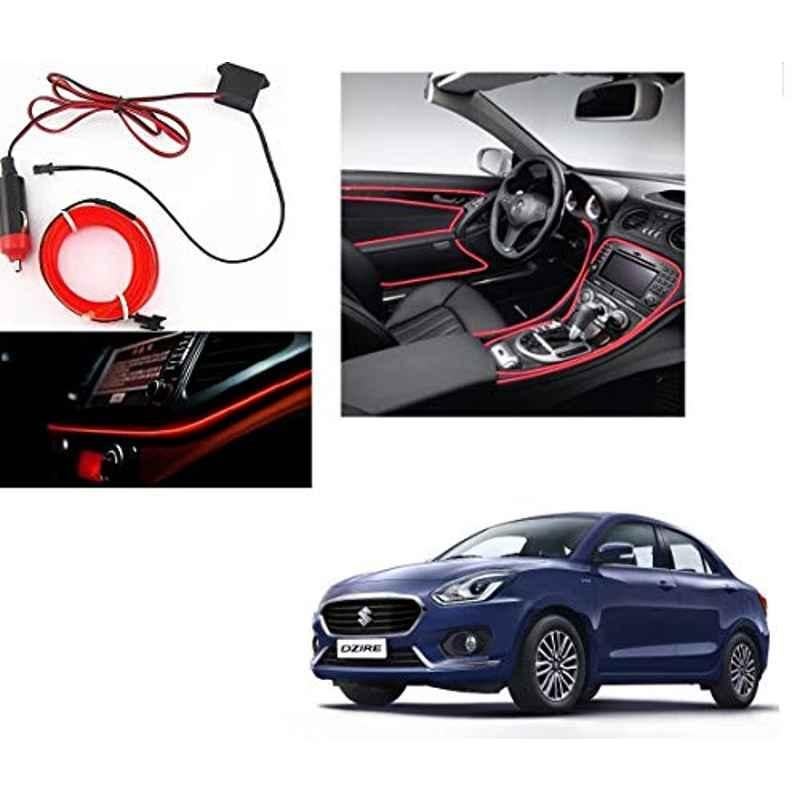 Kozdiko 12V Red Car Interior Decor Neon Strip Light for Maruti Suzuki New Swift Dzire 2017