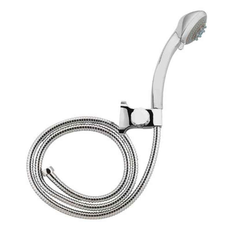 Hindware Shower Chrome 5 Flow Hand Massage Shower with SS Flexible Hose & Adjustable Wall Hook, F160009CP