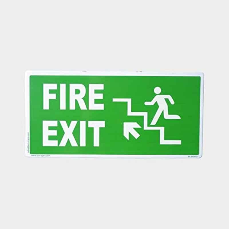 SUNSIGNS 12x6 inch ACP Fire Exit Signage Board with Directional Arrow & Running Man, SS0021ACPM3SPIR1A (Pack of 2)