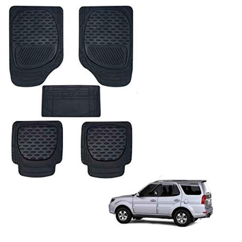 Kozdiko 6255 5 Pcs Rubber & PVC Black Heavy Car Foot Mat Set for Tata Safari & Grand Dicor